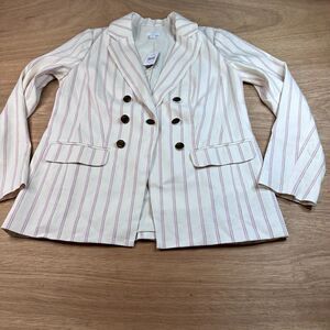 J.Jill Linen Blend Striped Blazer Jacket Women’s Small Spring Lightweight NWT